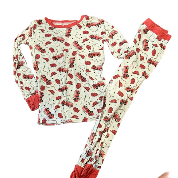 Little One Shop fire truck bamboo pajama set, 5t - Picture 1 of 4
